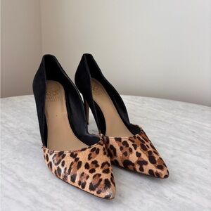 Vince Camuto Black and Leopard Print Heels